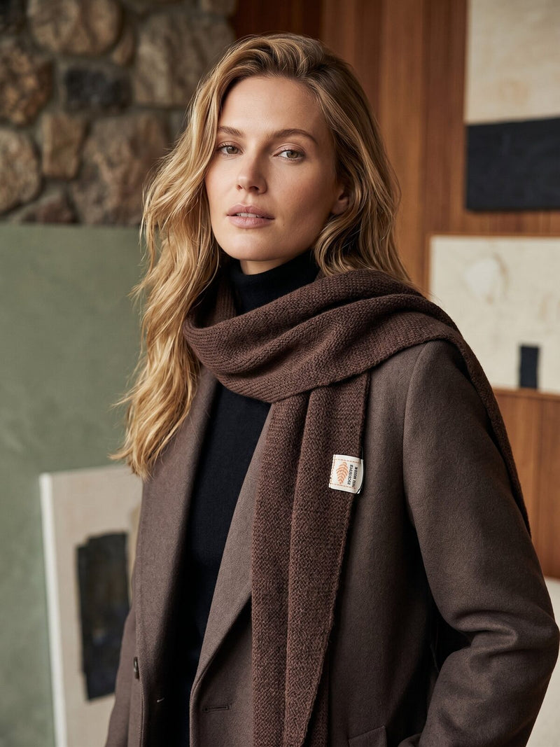 Siauras trikampis šalikas, tamsiai ruda